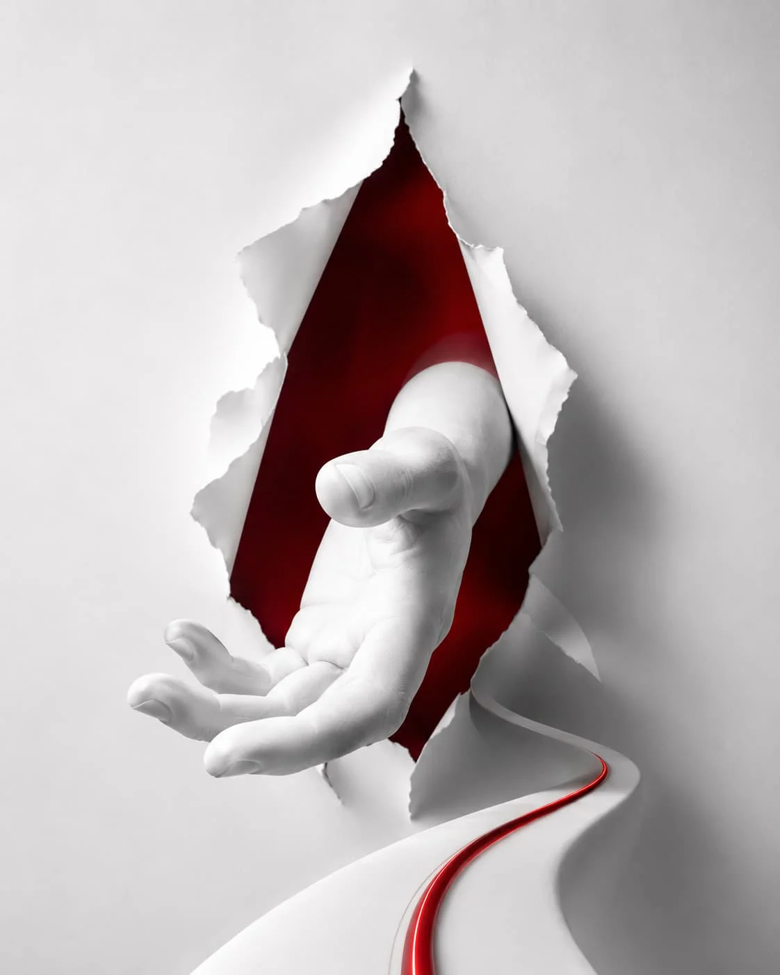 Hand in cardboard the raod style